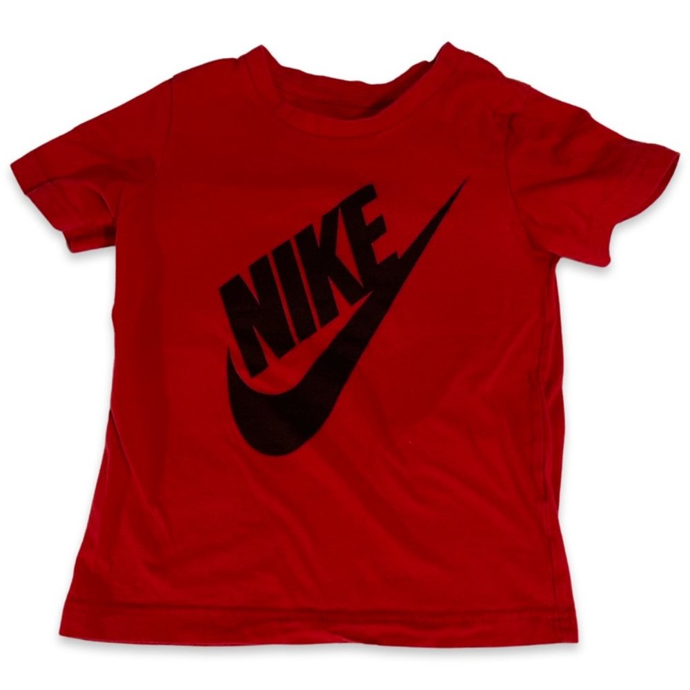 Nike Boy's Solid Red With Black Swoosh T-Shirt Size 7